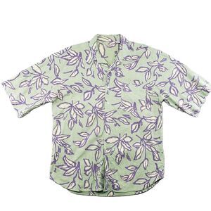 Vintage Bugle Boy Hawaiian Shirt Mens XL Reverse Print Lime Green 90s‎ 00s